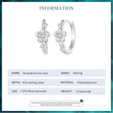925 Silver Flower & Vine Wreath Hoop Earrings with Zircon BSE767