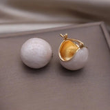 French Enamel Round Earrings Women's Daily Work Accessories