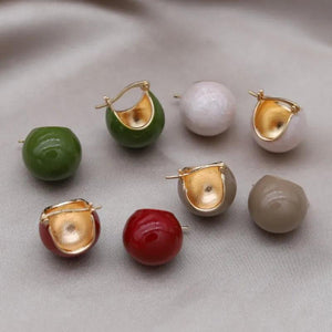 French Enamel Round Earrings Women's Daily Work Accessories