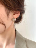 French Enamel Round Earrings Women's Daily Work Accessories