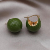 French Enamel Round Earrings Women's Daily Work Accessories