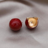 French Enamel Round Earrings Women's Daily Work Accessories
