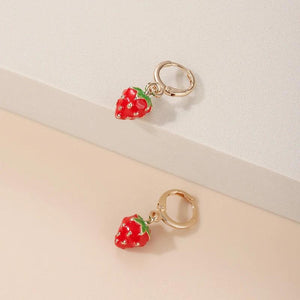 Fruit Pendant Earrings Strawberry Shape Drop Ear Ring for Teens Jewelry