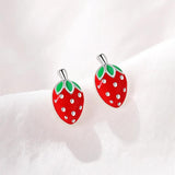 Fruit Pendant Earrings Strawberry Shape Drop Ear Ring for Teens Jewelry