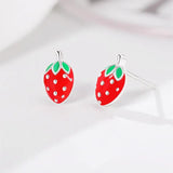 Fruit Pendant Earrings Strawberry Shape Drop Ear Ring for Teens Jewelry