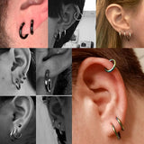 316L Stainless Steel Hoop Earrings 8mm Sliver Huggie Small Sleeper Earrings