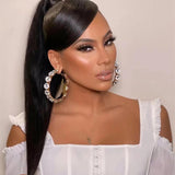 Crystal Gems Hoop Earrings Jewelry Boutique Daily Statement Accessories