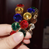 Crystal Gems Hoop Earrings Jewelry Boutique Daily Statement Accessories