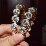 Crystal Gems Hoop Earrings Jewelry Boutique Daily Statement Accessories