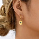 Geometric Heart Pendant Hoop Earrings Stainless Steel Jewelry
