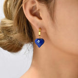 Geometric Heart Pendant Hoop Earrings Stainless Steel Jewelry