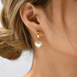 Geometric Heart Pendant Hoop Earrings Stainless Steel Jewelry