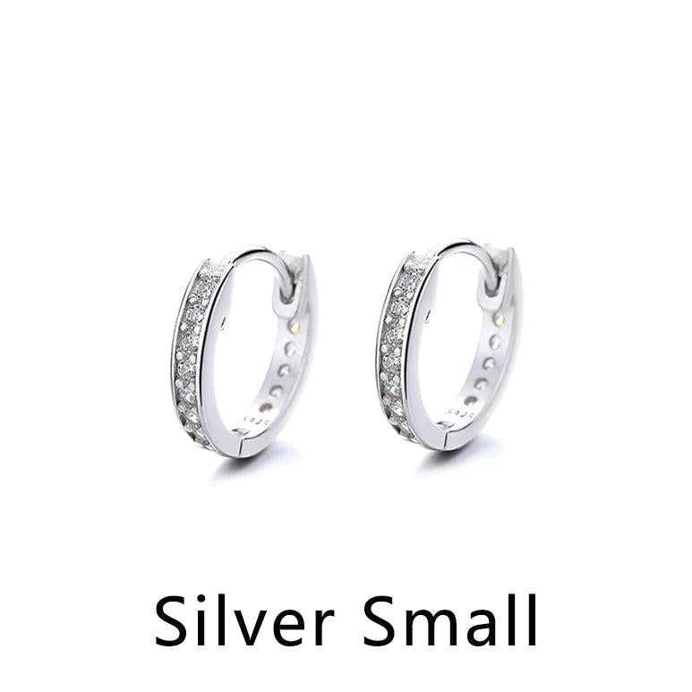 TrustDavis 925 Silver CZ Hoop Earrings Wedding Fine Jewelry