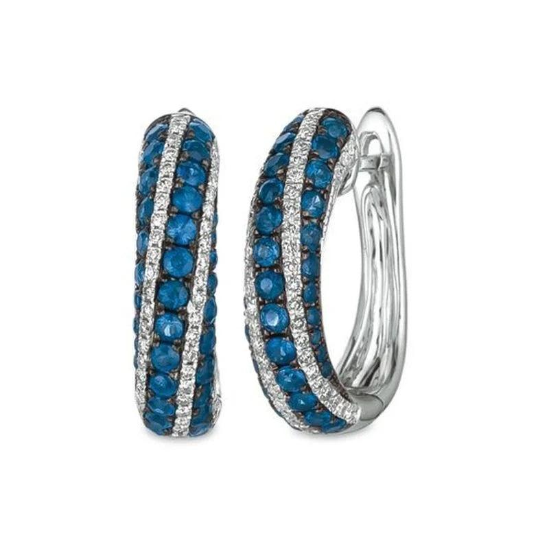Silver Hoop Earrings with Zircon Dangle - Wedding Jewelry Gift