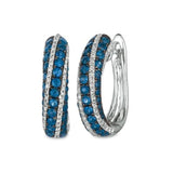 Silver Hoop Earrings with Zircon Dangle - Wedding Jewelry Gift