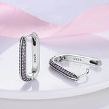 925 Silver Double Big Hoop Earrings Square Heart Pave Stud Earring