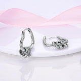 925 Silver Double Big Hoop Earrings Square Heart Pave Stud Earring