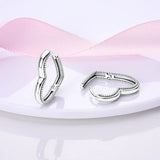 925 Silver Double Big Hoop Earrings Square Heart Pave Stud Earring