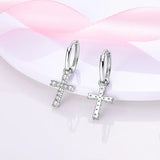 925 Silver Double Big Hoop Earrings Square Heart Pave Stud Earring