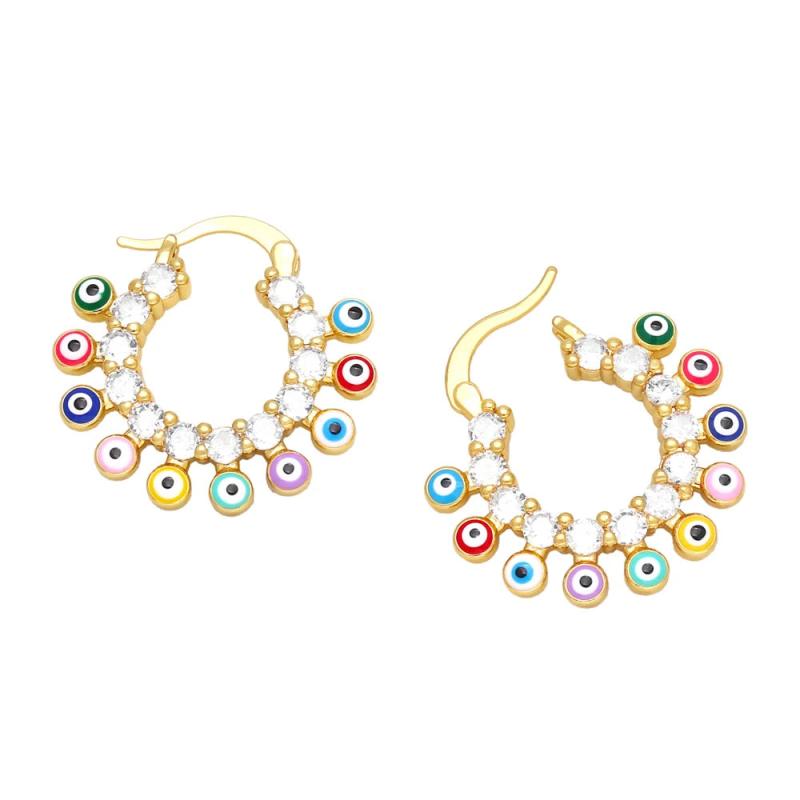 Colorful Greek Eye Hoop Earrings Evil Eye Jewelry