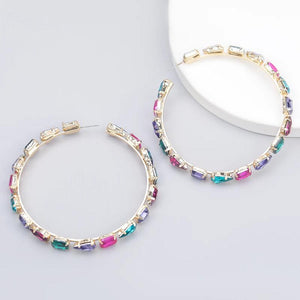 Women's Rhinestone Big Hoop Earrings Dinner Statement Accessories