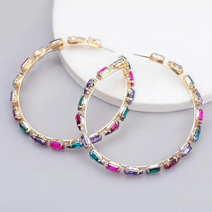 Women's Rhinestone Big Hoop Earrings Dinner Statement Accessories