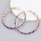 Women's Rhinestone Big Hoop Earrings Dinner Statement Accessories