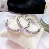 925 Silver Needle Hoop Earrings Cubic Zircon Bling Female Jewelry