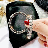 925 Silver Needle Hoop Earrings Cubic Zircon Bling Female Jewelry