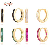 Colorful Zircon 925 Silver Hoop Earrings for Women Fine Jewelry