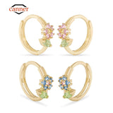 925 Silver Flower Huggie Hoop Earrings for Women