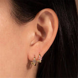 925 Silver Flower Huggie Hoop Earrings for Women