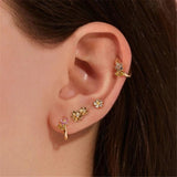 925 Silver Flower Huggie Hoop Earrings for Women