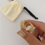 French Minimalist Multi Layer Twisted CC Hoop Earrings 14k Plated