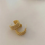 French Minimalist Multi Layer Twisted CC Hoop Earrings 14k Plated