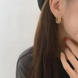 French Minimalist Multi Layer Twisted CC Hoop Earrings 14k Plated