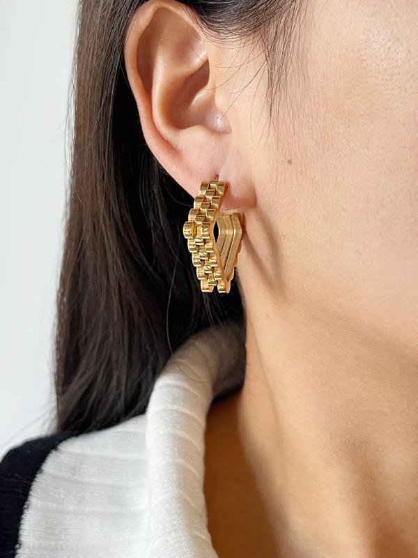 Peri'sbox Classic 18K Plated Square Triangle Hoop Earrings