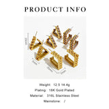 Peri'sbox Classic 18K Plated Square Triangle Hoop Earrings