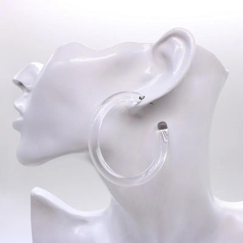 Acrylic Hoop Earrings Pink Brown Green Clear Geometric Half Circle Jewelry