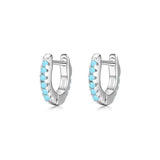 925 Silver Turquoise Tiny Hoop Earrings for Women Statement Jewelry