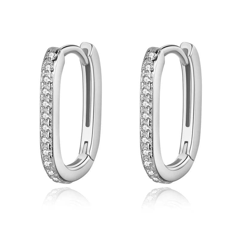 Trustdavis 925 Silver Ellipse Zircon Gothic Hoop Earrings