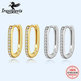 Trustdavis 925 Silver Ellipse Zircon Gothic Hoop Earrings
