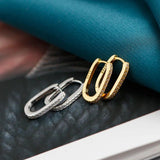 Trustdavis 925 Silver Ellipse Zircon Gothic Hoop Earrings