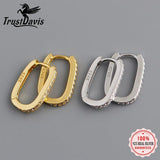 Trustdavis 925 Silver Ellipse Zircon Gothic Hoop Earrings