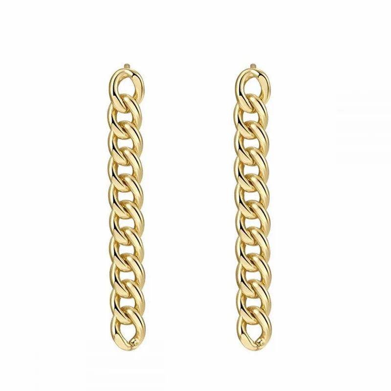CZ Star Moon Hoop Earrings Copper Chain Pendant Piercing Jewelry