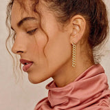 CZ Star Moon Hoop Earrings Copper Chain Pendant Piercing Jewelry