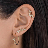 CZ Star Moon Hoop Earrings Copper Chain Pendant Piercing Jewelry