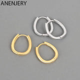 Silver Oval Geometric Hoop Earrings Dainty Circle Earring