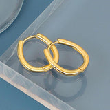 Silver Oval Geometric Hoop Earrings Dainty Circle Earring