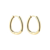 Silver Oval Geometric Hoop Earrings Dainty Circle Earring